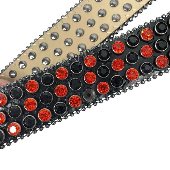 DNA black red snake skin rhinestones‎ belt Size XXXXL western boho - Picture 9 of 9